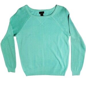 rue21 Mint Green Open Stitch Raglan Sweater Size XL Lightweight Knit Clean Girl